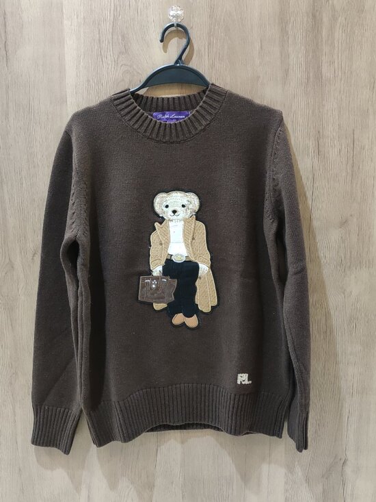 Ralph Lauren Tops - Ralph Lauren Polo Bear Brown Crewneck Knit Sweater